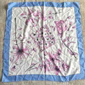 Spring Floral Pink Blue Vintage Square Women's Fashion Scarf